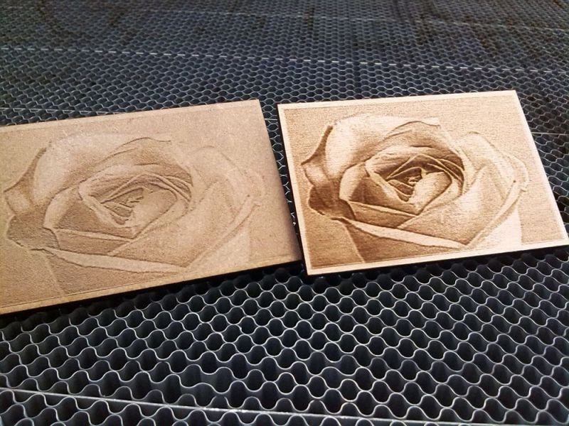 Photo laser engraving on wood with a CO2 laser