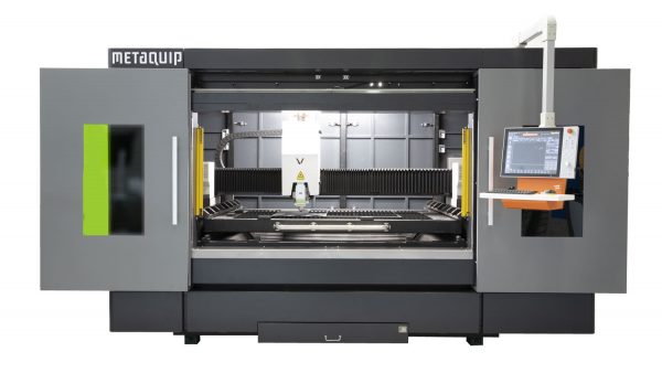 Metal laser cutter door open