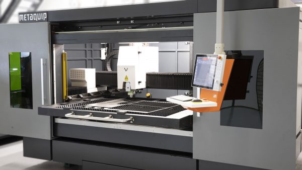 Metal laser cutter close-up